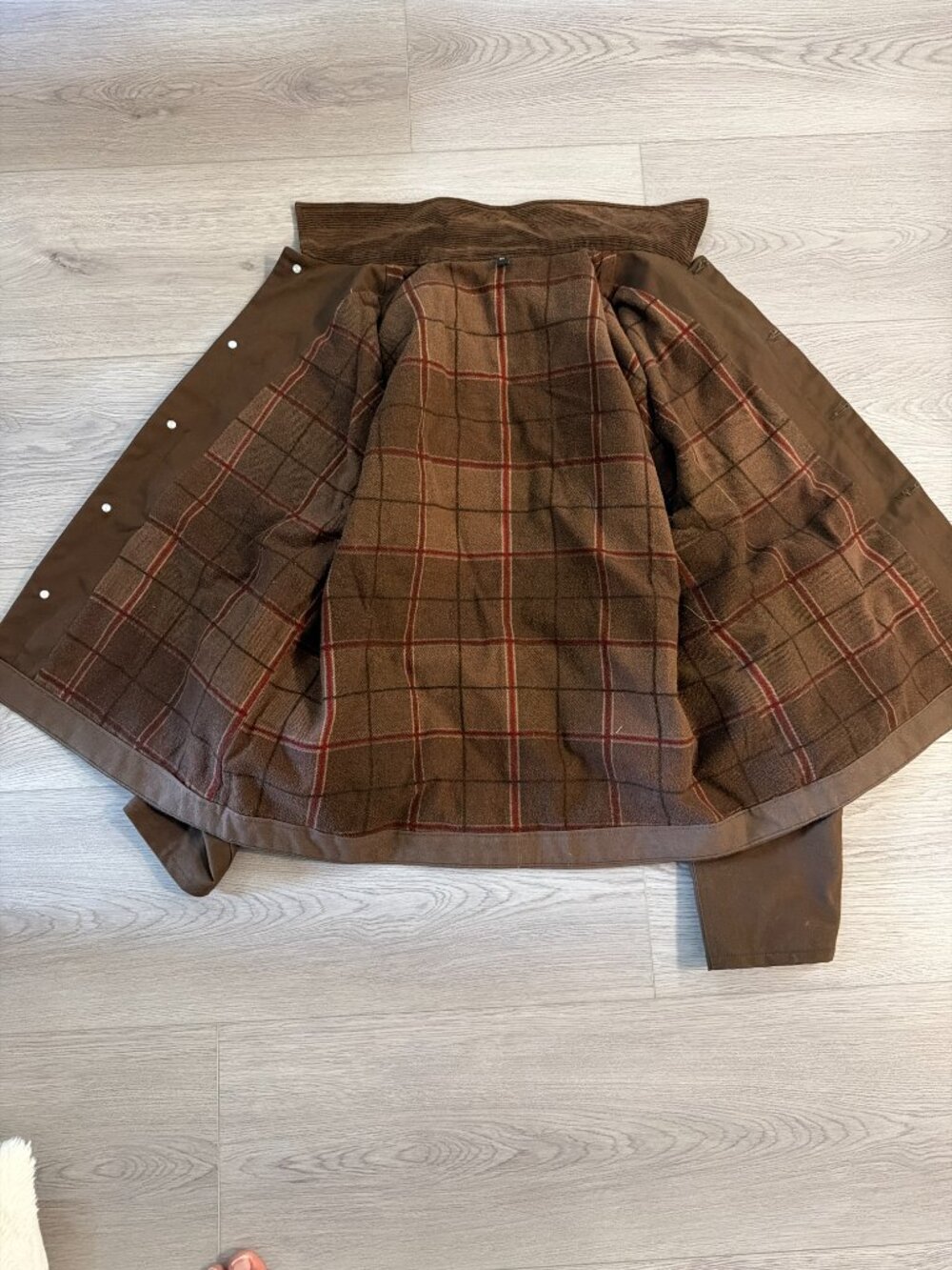 Reworked Canvas Chore Jacket Mens M Brown Plaid Lined Workwear Utility Coat - Picture 4 of 9